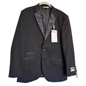 NEW Lineage Black Performance Stretch Fabric Tuxedo Suit Jacket T0S2 Men's 38S